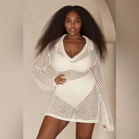 NEW MONDAY SWIMWEAR NEWPORT DRESS - IVORY CROCHET - Picture 8 of 12